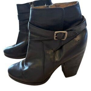 Frye Women’s Ankle Boot Patty Riding Bootie Black Leather Block Heel Size 7